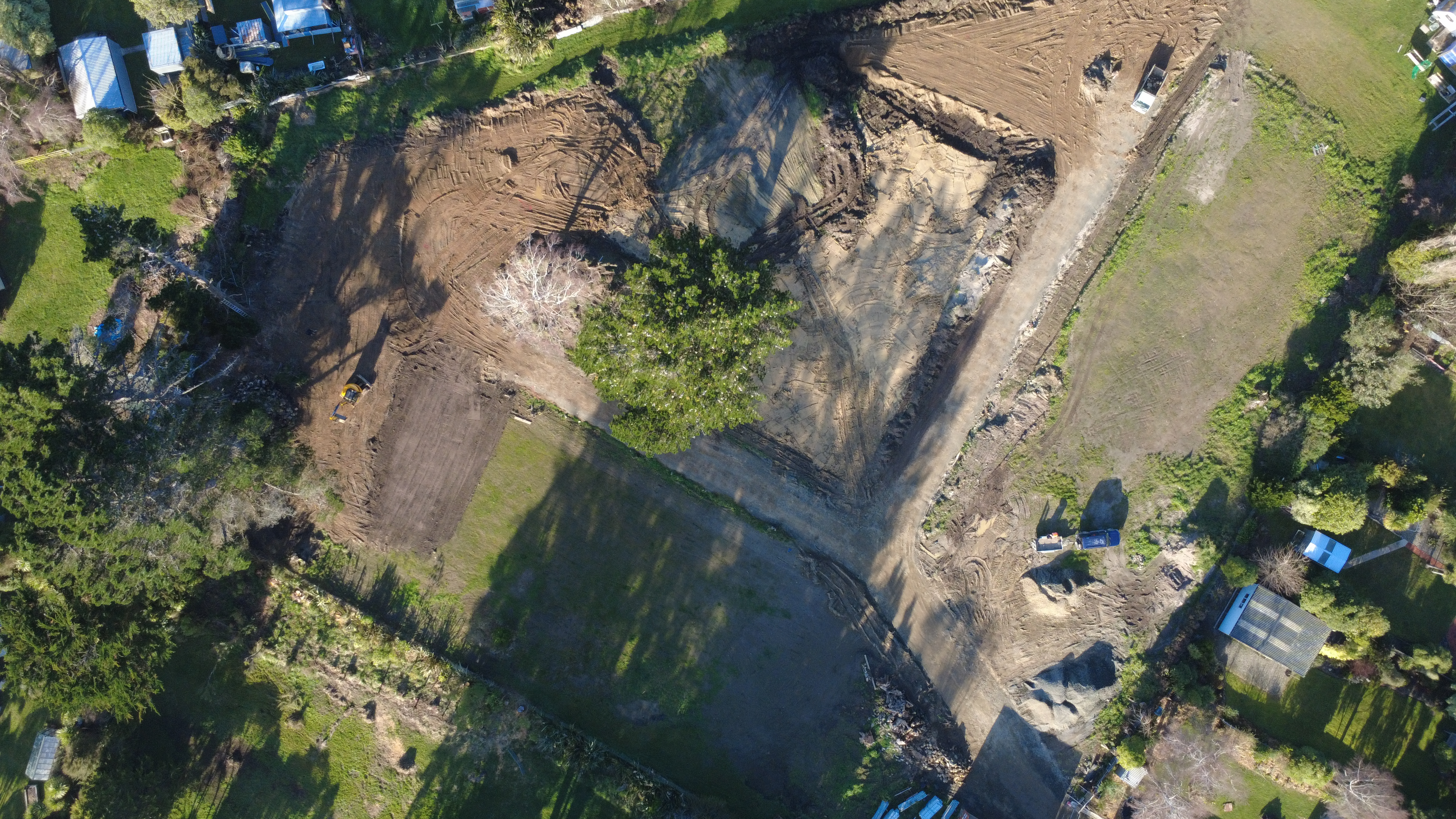 Aerial view of Settlers Grove subdivision at Long Beach, Dunedin