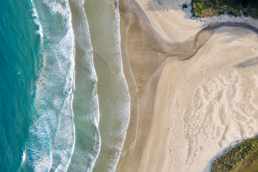 Aerial view of Settlers Grove subdivision at Long Beach, Dunedin